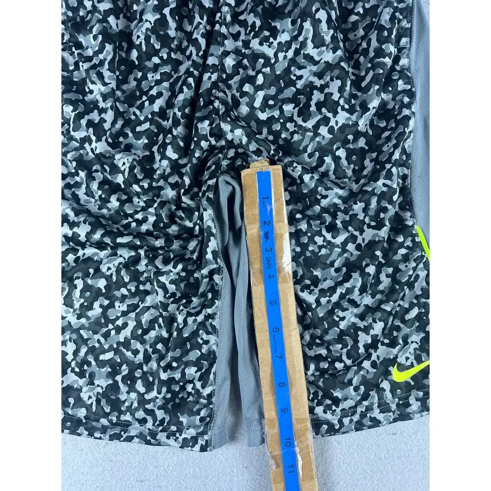 Nike Dri-FIT Basketball Shorts Boys XL Gray Black Camo Relaxed Volt Yellow Sport
